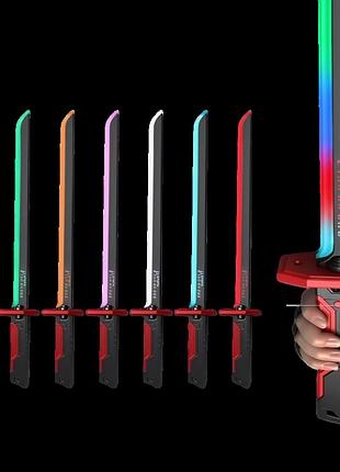 Іграшковий світний rgb led лазерний меч катана з ефектом диму