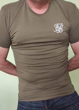 Стильная фирменная футболка катон хаки бренд.бренду siksilk, м-л