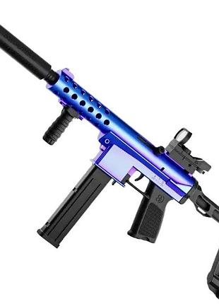 Игрушечный механический автомат tec-9 стреляет мягкими пулями с гильзой
