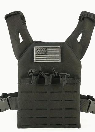 Игрушечный детский камуфляжный бронежилет плитоноска чорный с molle