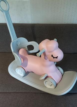 Игрушка лошадка-качалка 3в1 terrio sheepy розовая