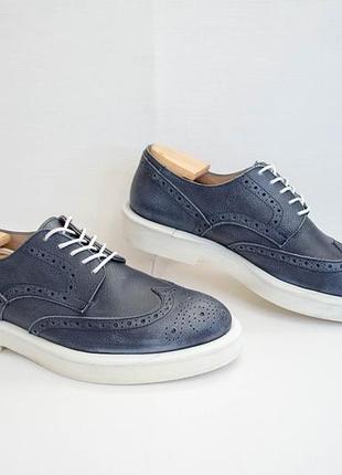 Tt bagatt made in italy мужские синие кожаные туфли броги оригинал! размер 41-42 27 см