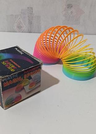 Бу легендарна пружинка-веселка magic spring з 90-х! вінтаж / ретро / слінкі (тайвань) — колекційний ідеал з рідною коробкою!