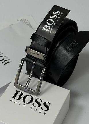Чоловічий ремінь hugo boss з натуральної шкіри 130 см, чоловічий ремінь хуго босс зі шкіри чорного кольору