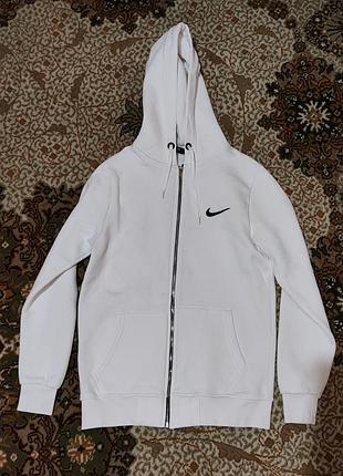 Белая флисовая кофта на замке от "nike"
