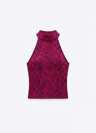 Яркий топ с халтером zara trafaluc, размер s (uk 8)