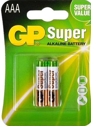 Батарейки gp super alkaline 24a21-sb2 щелочные lr03 aaa 2 шт 1.5v для пультов мышей игрушек фонариков