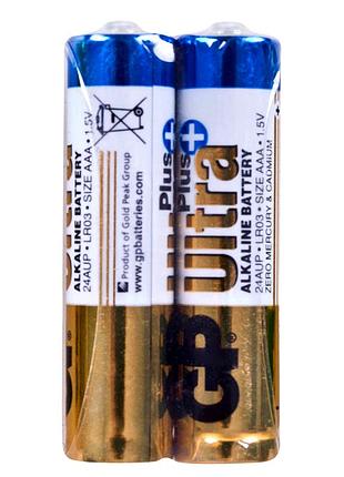Батарейки gp ultra plus alkaline 1.5v aaa 2 шт для устройств с повышенным энергопотреблением