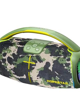 Портативная bluetooth колонка hopestar h61 с картой памяти и 3.5 мм разъёмом цвет камуфляж зелёный