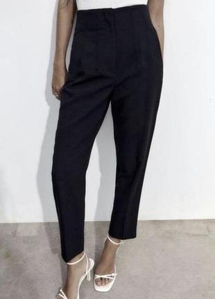 Брюки zara чорні укорочені з високою посадкою класичні жіночі розмір m