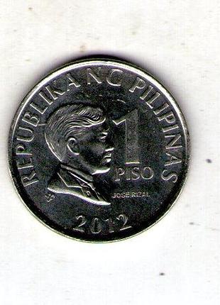 Филиппины 1 песо, 2012 год сталь с никелевым покрытием, 5.35g, ø 24mm no3647