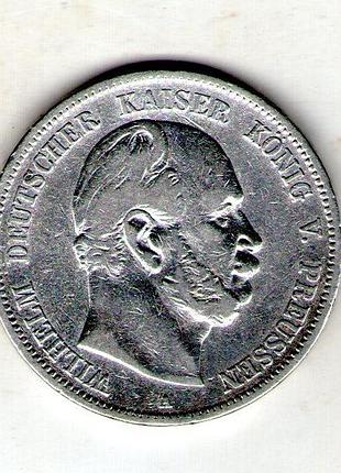 Немецкая империя ø пруссия 5 марок, 1876 год серебро 0.900, 27.77g, ø 38mm no4191
