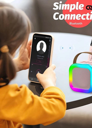 Портативная bluetooth колонка с микрофоном k12 беспроводная мини караоке с rgb подсветкой для детей