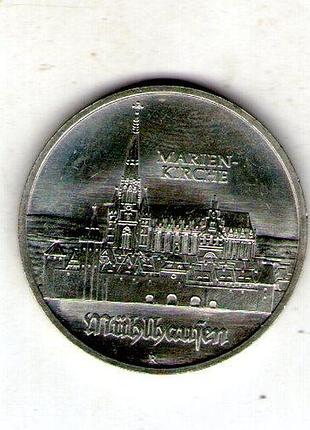 Восточная германия (гдр) 5 марок, 1989 500-летие - рождение томаса мюнцера, церковь св. марии в мюльхаузен no3875