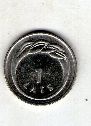 Латвия un вторая республика (latvija) 1 лат, 2009 кольцо намейса медно-никелевый сплав, 4.8g, ø 21.75mm no3608