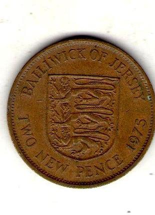 Джерси елизавета ii 2 новых пенса, 1975 год бронза, 7.1g, ø 25.91mm no3672