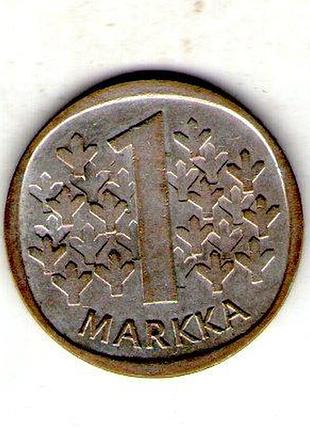 Финляндия δ республика финляндия (suomi) 1 марка, 1967 год серебро 0.350, 6.4g, ø 24mm no3662
