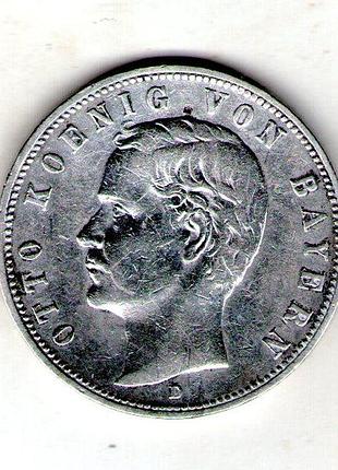 Немецкая империя δ бавария отто i 5 марок, 1907 год серебро 0.900, 27.77g, ø 38mm no4192