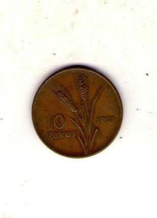 Турция 10 кружек 1971 год бронза, 3.5g, ø 21.3mm no3607