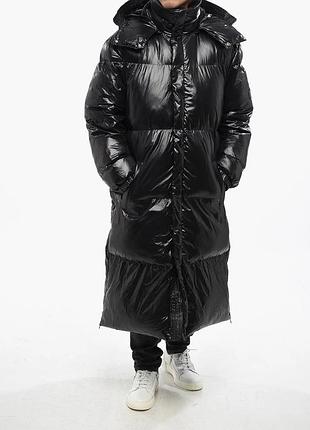 Мужская куртка-пуховик diesel (дизель red tag long puffer jacket with removable hood) c италии m,l