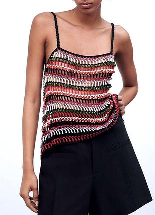 Вязаный топ с бусинами zara