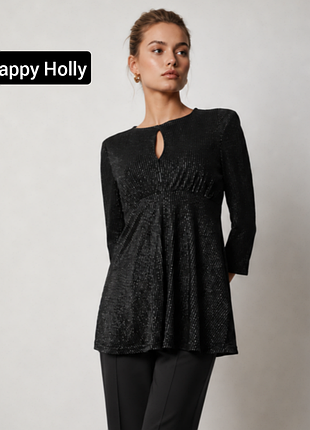 Блуза женская черная в серебристую полоску от бренда happy holly xxs xs