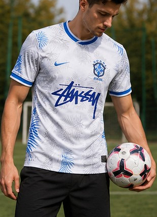 Nike x stüssy brazil cbf dri-fit jersey original