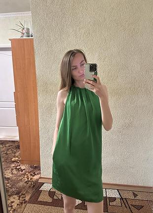 Стильна зелена літня вечірня сукня від zara s/m розмір