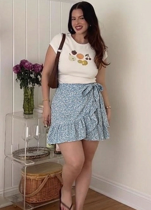 Принт ромашки 💙 спідниця only olivia wrap skirt 🌸 міні-спідниця на запах 🌿 літня легка спідничка