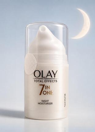 Olay total effects 7 in one night moisturiser 37 мл – нічний антивіковий крем для обличчя, оригінал