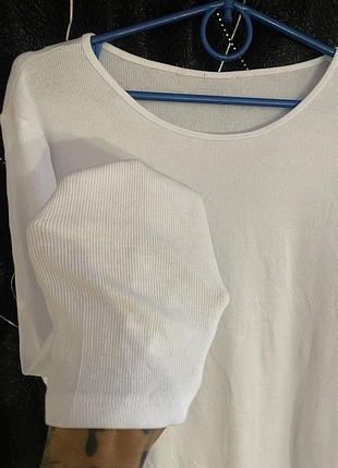 Лонгслів трикотажний натуральний подовжений вільного крою в рубчик котон 100% білий базовий kapalua xxl оригінал новий стан