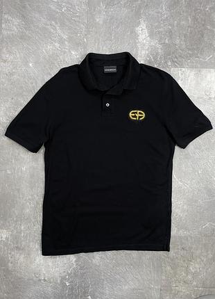 Чоловіча футболка поло emporio armani емпоріо армані чорна оригінал розмір s теніска брендова оригінальна літня чоловіча кофта з лого