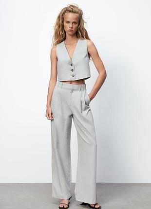 Легкі брюки з льону zara