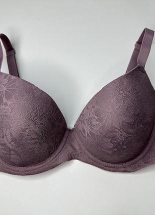 Бюстгальтер мереживний на тонкому паралоні primark - сливовий , рр 80d, 95d