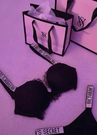 Victoria’s secret ліф чорний з мереживом і стразами оригінал