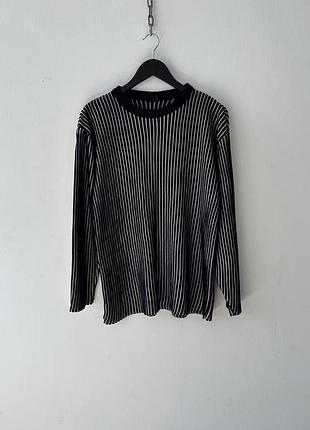 Кофта светр в смужку archive von dutch originals striped ribbed knit sweater mens xl black white y2k