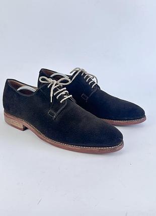 Замшеві туфлі loding paris suede oxfords derby shoes uk 10 red rubber sole studded dress shoes