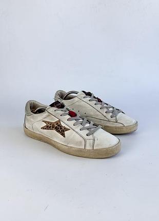 Кеди жіночі golden goose okinawa made in italy hand made women sneakers distressed leather leopard star 40