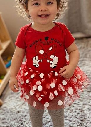 Дитяча сукня-бодік george/disney “minnie mouse”, червона з горошком