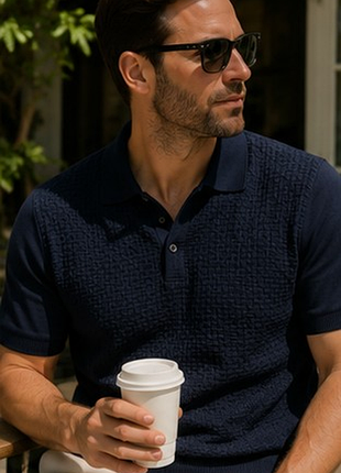 M&s autograph чоловіче поло темно-синє xl premium cotton rich