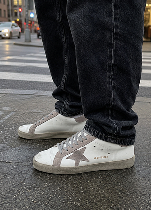 Мужские светлые кеды стильные удобные трендовые на каждый день golden goose
