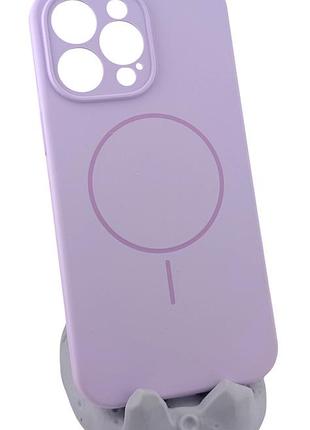 Чехол silicone case magnetic для apple iphone 14 pro max бампер с микрофиброй сиреневый