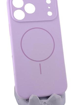 Чехол silicone case magnetic для apple iphone 17 pro max бампер с микрофиброй сиреневый
