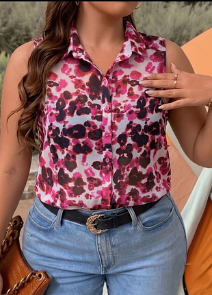 Летняя блузка 👚летняя женская рубашка 🌸 полупрозрачная блузка h&amp;m ✨ блузка без рукавов 🐆 леопардовый принт