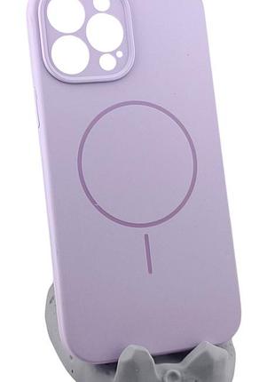 Чохол silicone case magnetic для apple iphone 13 pro max бампер з мікрофіброю бузковий
