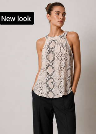 Блуза жіноча без рукавів прямого крою в зміїний принт від бренду new look s