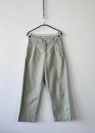 Жіночі штани брюки carhartt wip w cara pant womens 30 high waisted straight pleated cotton gray khaki