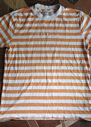 Стильная мужская футболка guess originals в полоску (размер m)