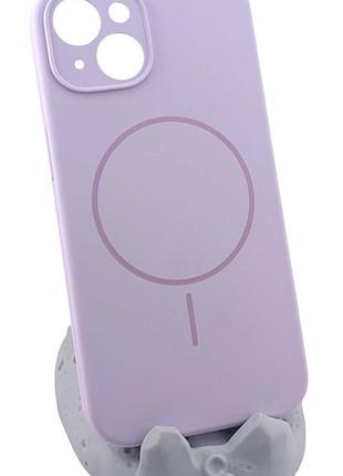 Чехол silicone case magnetic для apple iphone 14 бампер с микрофиброй сиреневый