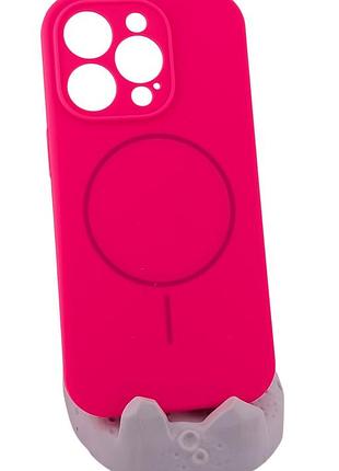Чохол silicone case magnetic для apple iphone 14 pro бампер із мікрофіброю рожевий
